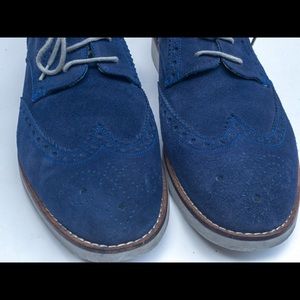Mens Blue Suede Wing Tip Shoes Del Toro 13